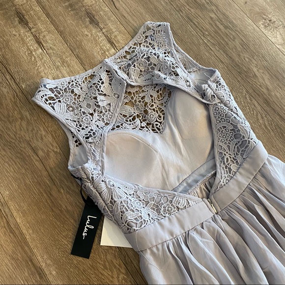 Lulus So Far Gown Lace Grey Maxi Dress - Picture 8 of 10